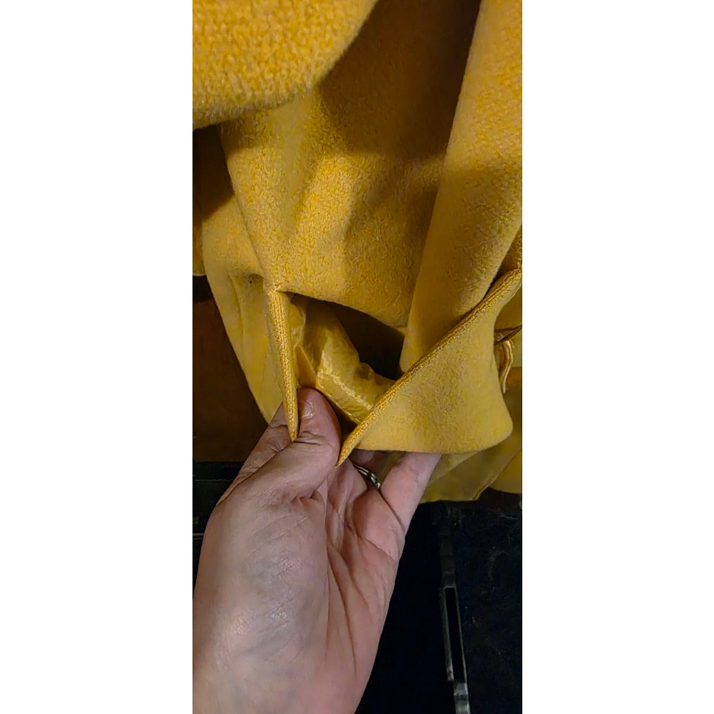 Women's NANCY HELLER Yellow Cashmere Wool Cape Coat with Wooden Toggles XL - Picture 12 of 14